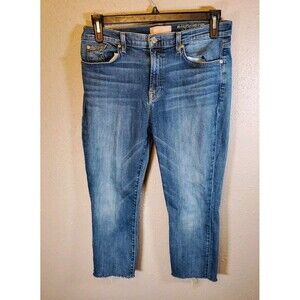 7 For All Mankind Women's B(Air) High Waist Ankle Skinny Jeans Size 32 Raw Hem